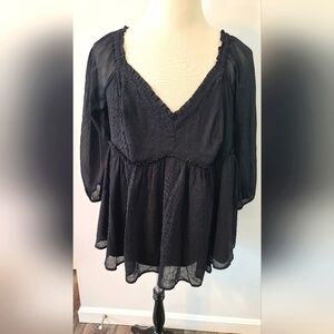 NWT Torrid Black Peplum Crop Top Size 1